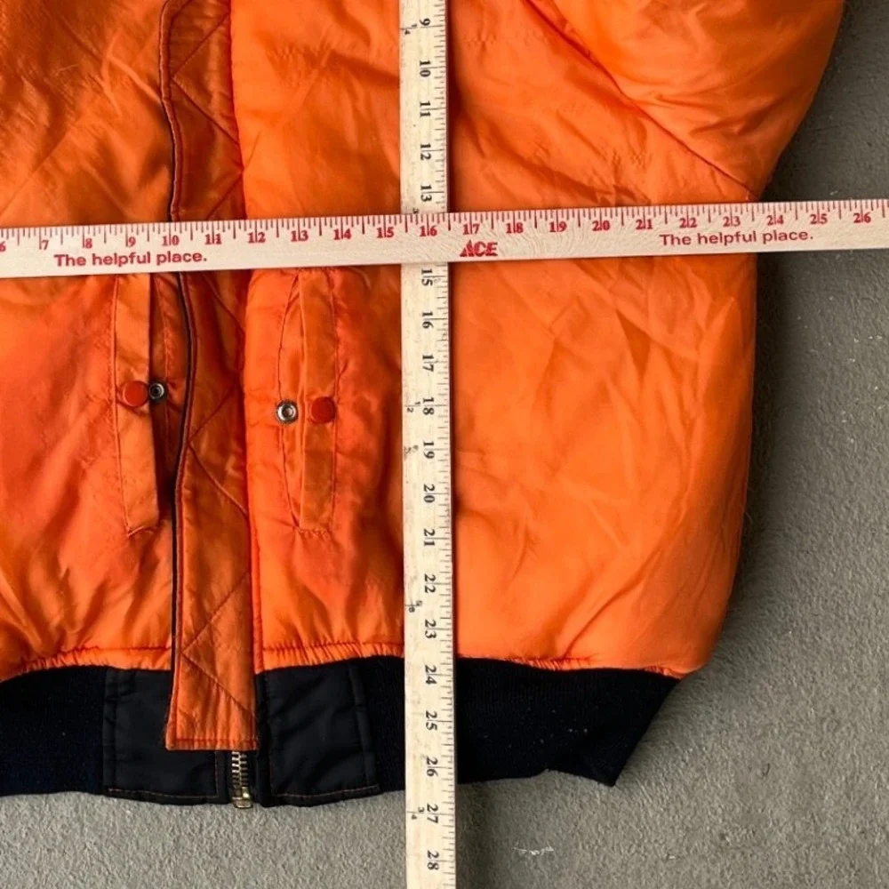 Harry Fox & Associates MA-1 Flight Jacket Mens Large Black Reversible Orange